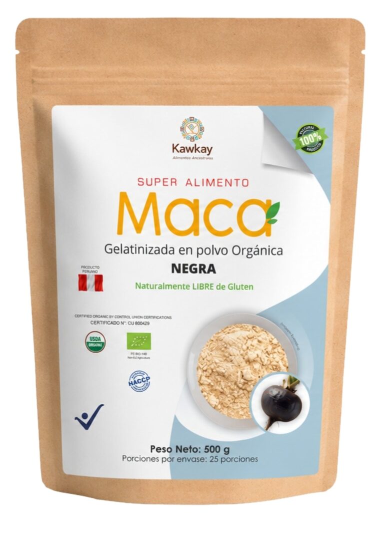 Maca negra gelatinizada orgánica Kawkay 500 g
